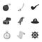 Pirates set icons in monochrome style. Big collection of pirates vector symbol stock illustration