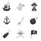 Pirates set icons in monochrome style. Big collection of pirates vector symbol stock illustration