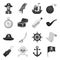 Pirates set icons in monochrome style. Big collection of pirates vector symbol stock illustration