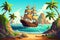pirates ship in tropical island ai generated