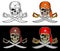 Pirates Skull with Crossed Sword with 4 Style color