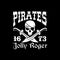 Pirates vector poster of Jolly Roger symbol emblem