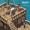 Pirates during voyage on sail wooden vessel on sea isometric