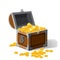 Piratic trunk chests with gold coins treasures. . Vector illustration. Catyoon style, isolated