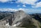 Pirin mountains in Bulgaria, gray rock summit during the sunny day with clear blue sky