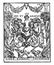 Pirkheimer`s Bookplate includes the coat of arms of Pirkheimer and Rieter, vintage engraving