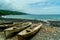 Pirogue boats at the beach