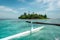 Pirogue on the way to paradise tropical atoll in Moorea Island l