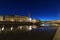 Pisa, Arno river, Ponte di Mezzo bridge. Lungarno night view. Tu