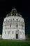 Pisa Baptistery or Battistero di San Giovanni Floodlit at Night, Tuscany, Italy