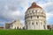 Pisa Baptistery of St. John and Cathedral or Duomo di Santa Maria Assunta. Pisa, Italy