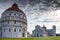 Pisa, Campo dei Miracoli - Baptistry, Cathedral, and leaning Tow