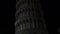 Pisa night illumination famous tower down to up view 4k italy