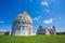 Pisa, Piazza del Duomo with Battistero, Basilica and the leaning