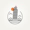Pisa tower outline minimalist line art icon logo