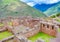 Pisac inca town ruins with great masonry on the hills in Peru