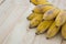 Pisang Awak banana, Kluai Nam Wa, Cultivate banana on wooden background, copyspace