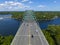 Piscataqua River Bridge aerial view, Portsmouth, NH, USA