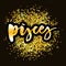 Pisces lettering Calligraphy Brush Text horoscope Zodiac sign illustration