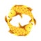 Pisces zodiac sign, golden horoscope symbol.