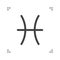 Pisces zodiac vector sign, horoscope symbol, astrology line icon