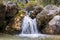 Pisciadu waterfall Cascate del Pisciadu at Italian Dolomites, Corvara in Badia