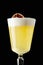 Pisco Sour with Freshly Squeezed Lime Juice, Simple Sweet Syrup, Ice, Egg White and Angostura Bitters on Black Background