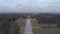 Piskaryovskoye memorial cemetery, panorama view from above, aerial.