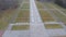 Piskaryovskoye memorial cemetery, panorama view from above, aerial.