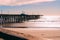 Pismo Beach pier at sunset. An old wooden pier in the heart of Pismo Beach city, California