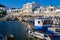 Piso Livadi harbor and waterfront on Paros Island