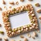 Pistachio-Inspired Extravagance: A Stunning Frame Adorned with Nature\\\'s Beauty on a white background
