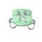 Pistachio macaron cartoon character style having angry face