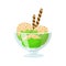 Pistachio nut Icecream glass cup sweet food flat