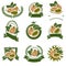 Pistachio nuts label and icon set. Collection pistachio nuts icons. Vector