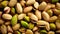 Pistachios background close-up. Generative AI