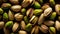 Pistachios background close-up. Generative AI