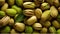 Pistachios background close-up. Generative AI