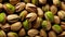 Pistachios background close-up. Generative AI