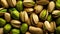 Pistachios background close-up. Generative AI