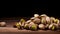 Pistachios on Wood Background with Ample Copy Space