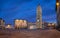 Pistoia, Italy. Panorama of Piazza del Duomo at dusk