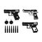 Pistol and bullet designs of various types