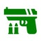 Pistol and bullet, weapon icon logo