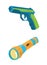 Pistol and flashlight vector illustration.