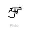 Pistol gun shot icon. Editable line vector.