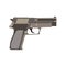 Pistol gun vector fire security bullet and ammunition protection metal cartoon. Criminal arm and danger military weapon.