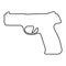 Pistol outline illustration. Handgun contour isolated on white. Vector illustration