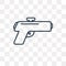 Pistol vector icon isolated on transparent background, linear Pi