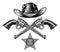 Pistols and Cowboy Hat with Sheriff Star Badge
